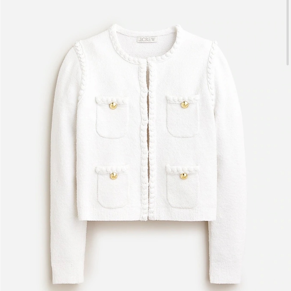 NWT J.Crew Odette Lady Jacket In Cotton Blend Boucle - white small